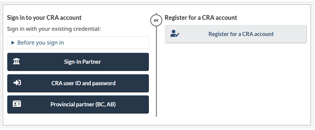 Sign in to your CRA account